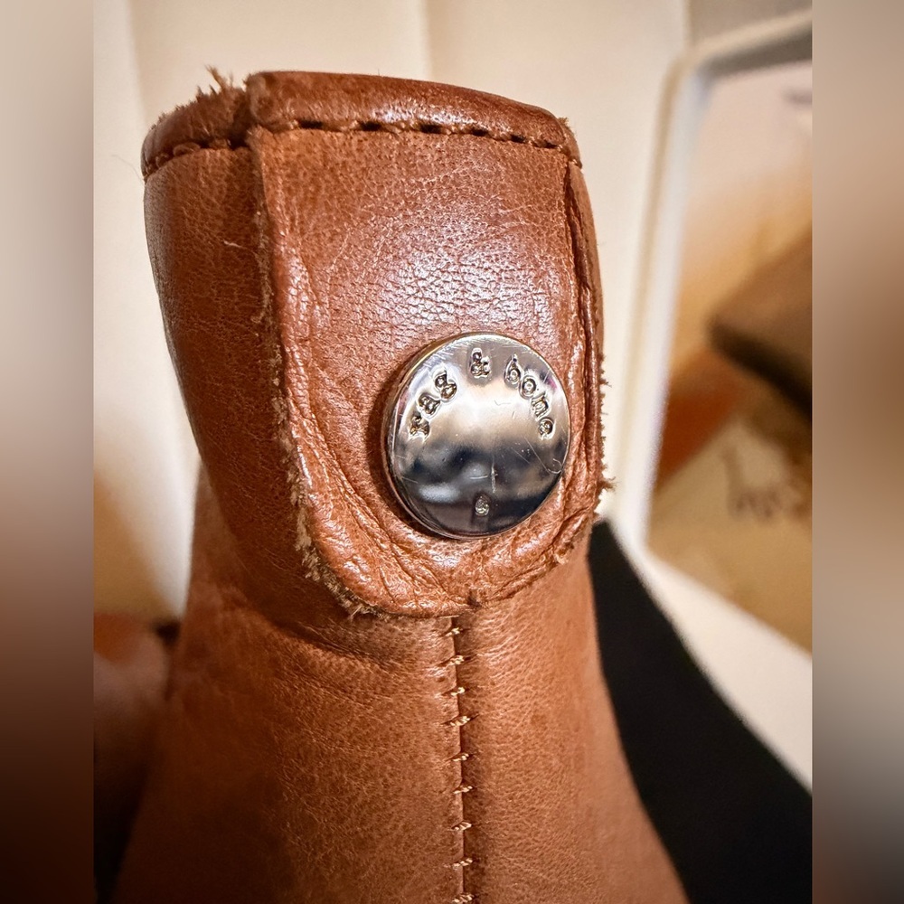 Rag & Bone Margot Cognac Tan Brown Leather Ankle Booties size EU 38.5 - Picture 5 of 12